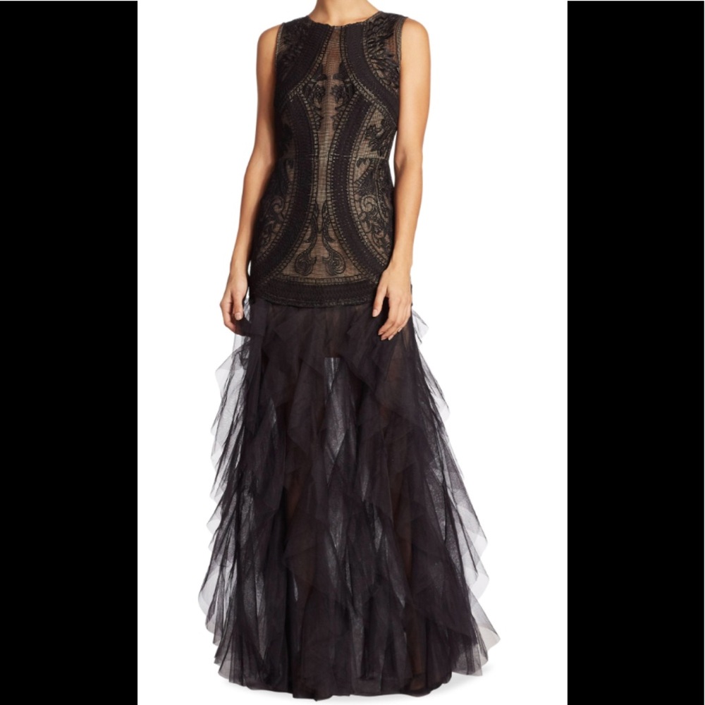 BCBGMAXAZRIA tulle gown long formal dress